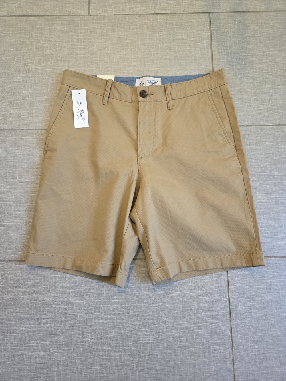 Original Penguin Khaki Stretch Slim Fit 9" Shorts